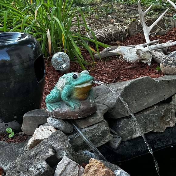 Antique 1920’s Cast Concrete Frog Fountain Water Spitter 9” x 7” x 6.5” Works! - Picture 1 of 11